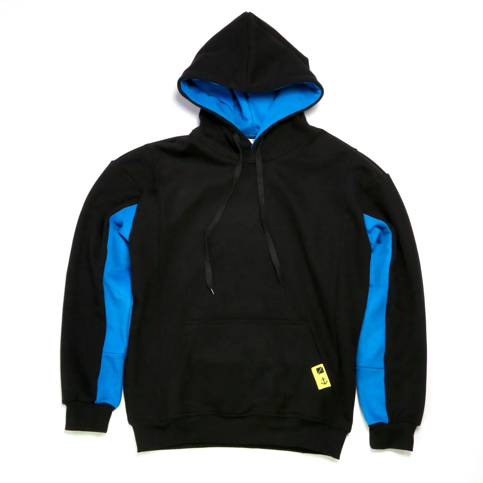 Paneled Pullover Hoodie - Azure / Black