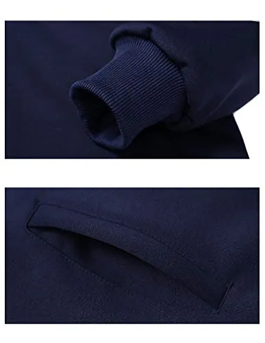 PASOK Men's Casual Tracksuit Full Zip Running Jogging Athletic Sports Jacket and Pants Set Thicken Blue 2XL