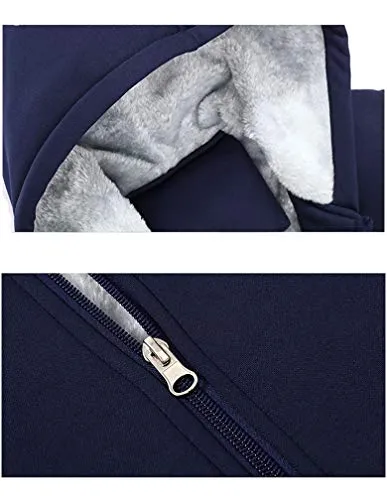 PASOK Men's Casual Tracksuit Full Zip Running Jogging Athletic Sports Jacket and Pants Set Thicken Blue 2XL