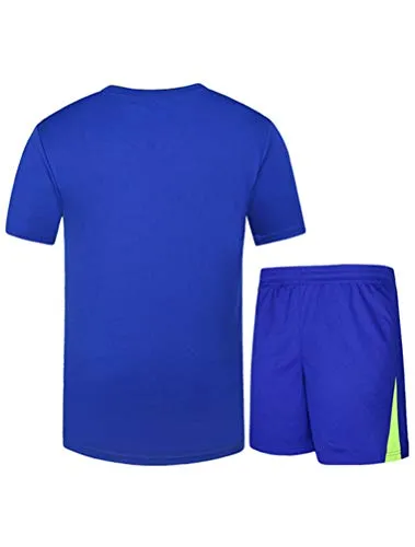 PASOK Men's Casual Tracksuit Short Sleeve Running Jogging Athletic Sports Set Black 2XL