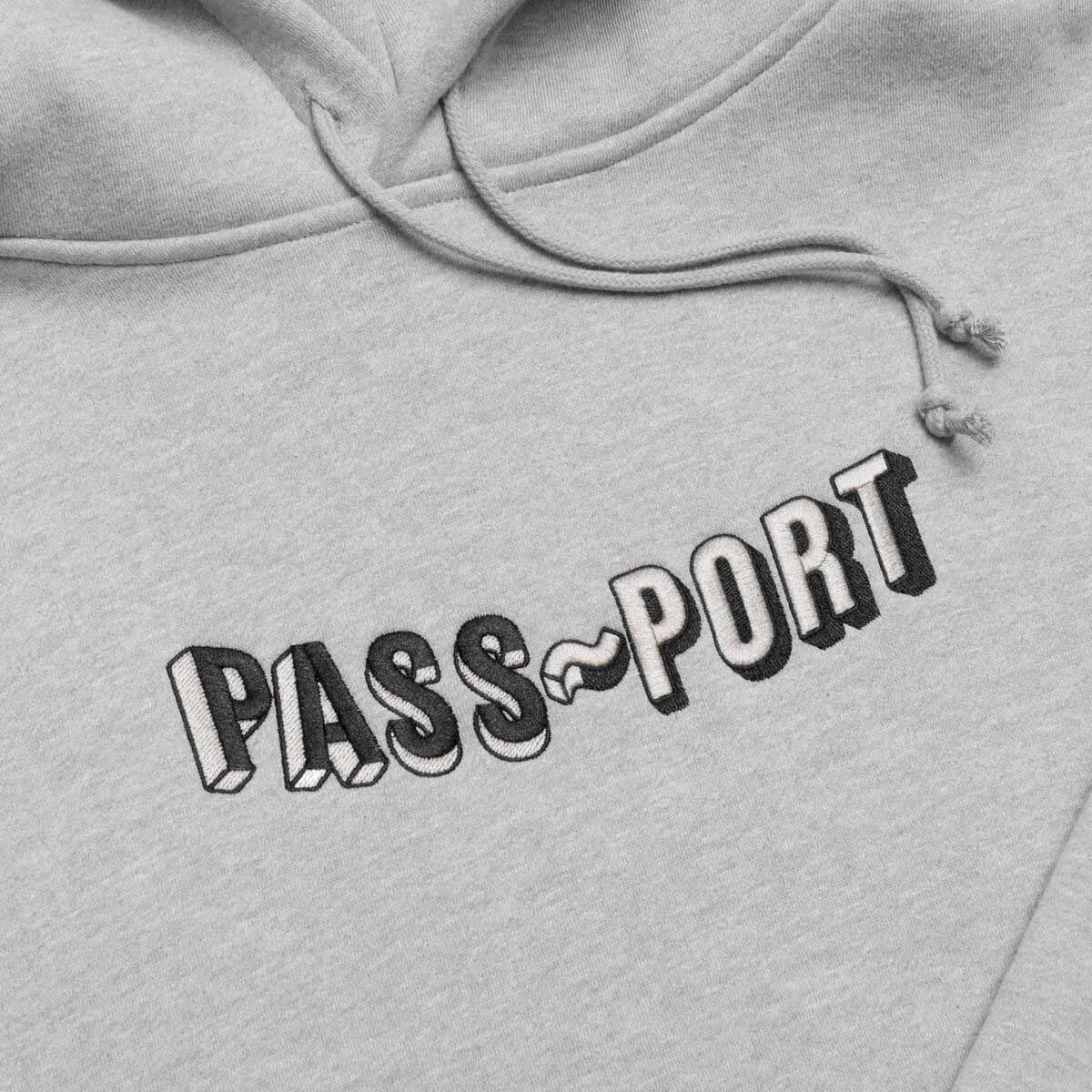 Pass~Port - Sunken Logo Embroidery Hoodie Ash