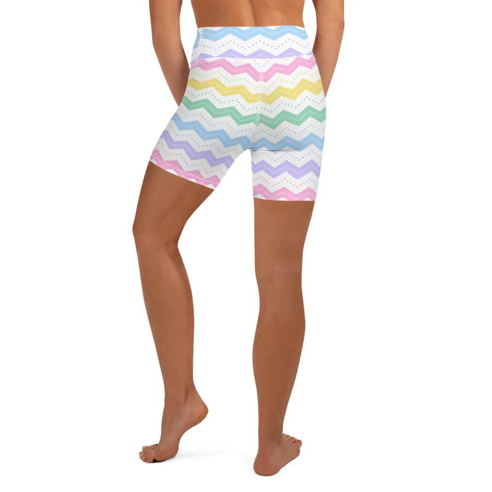 Pastel Zigzags Yoga Shorts