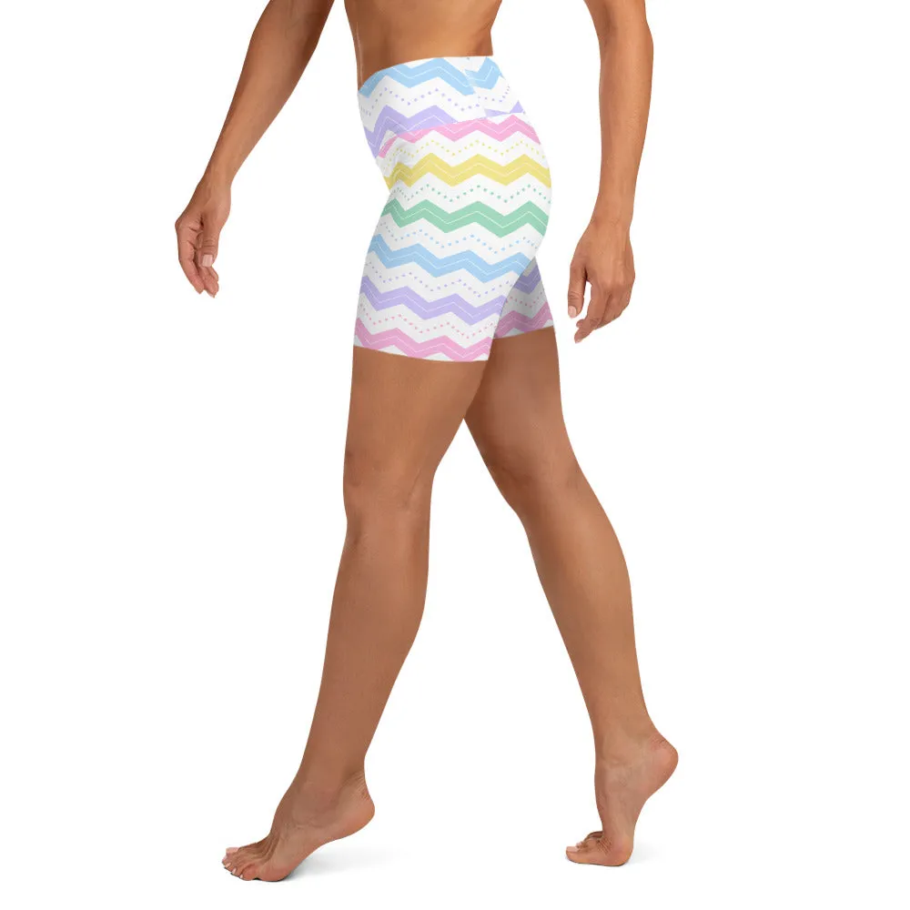Pastel Zigzags Yoga Shorts