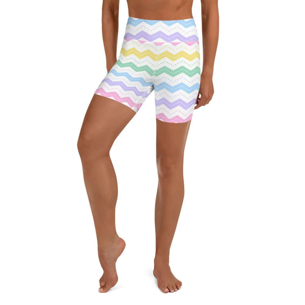 Pastel Zigzags Yoga Shorts