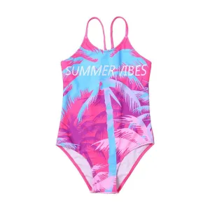 Patchwork Striped Girls Kids One Piece Swimwear Swimsuit 2022 Summer Children Monokini Baby Kids Bathing Suit Swimsuits XA012