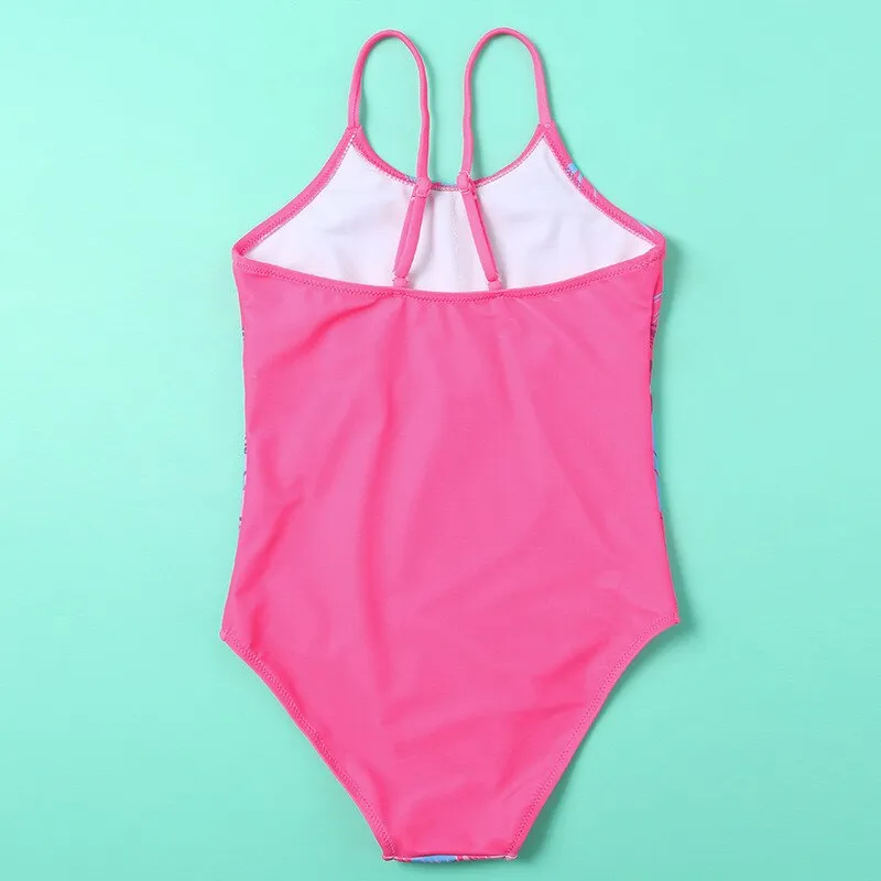 Patchwork Striped Girls Kids One Piece Swimwear Swimsuit 2022 Summer Children Monokini Baby Kids Bathing Suit Swimsuits XA012