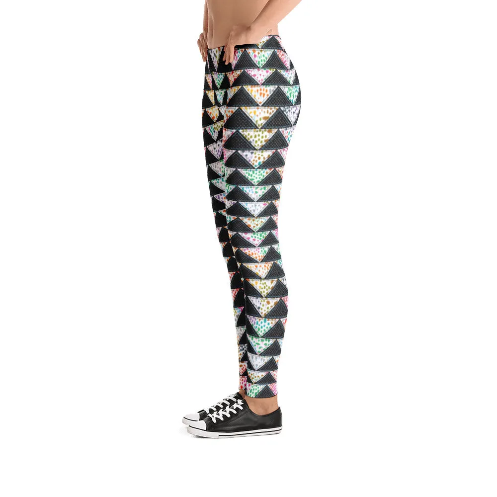 PATCHWORK TRIANGLES Mid-Rise Leggings