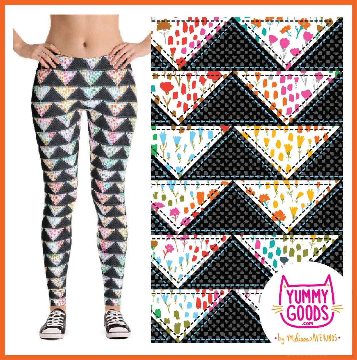 PATCHWORK TRIANGLES Mid-Rise Leggings