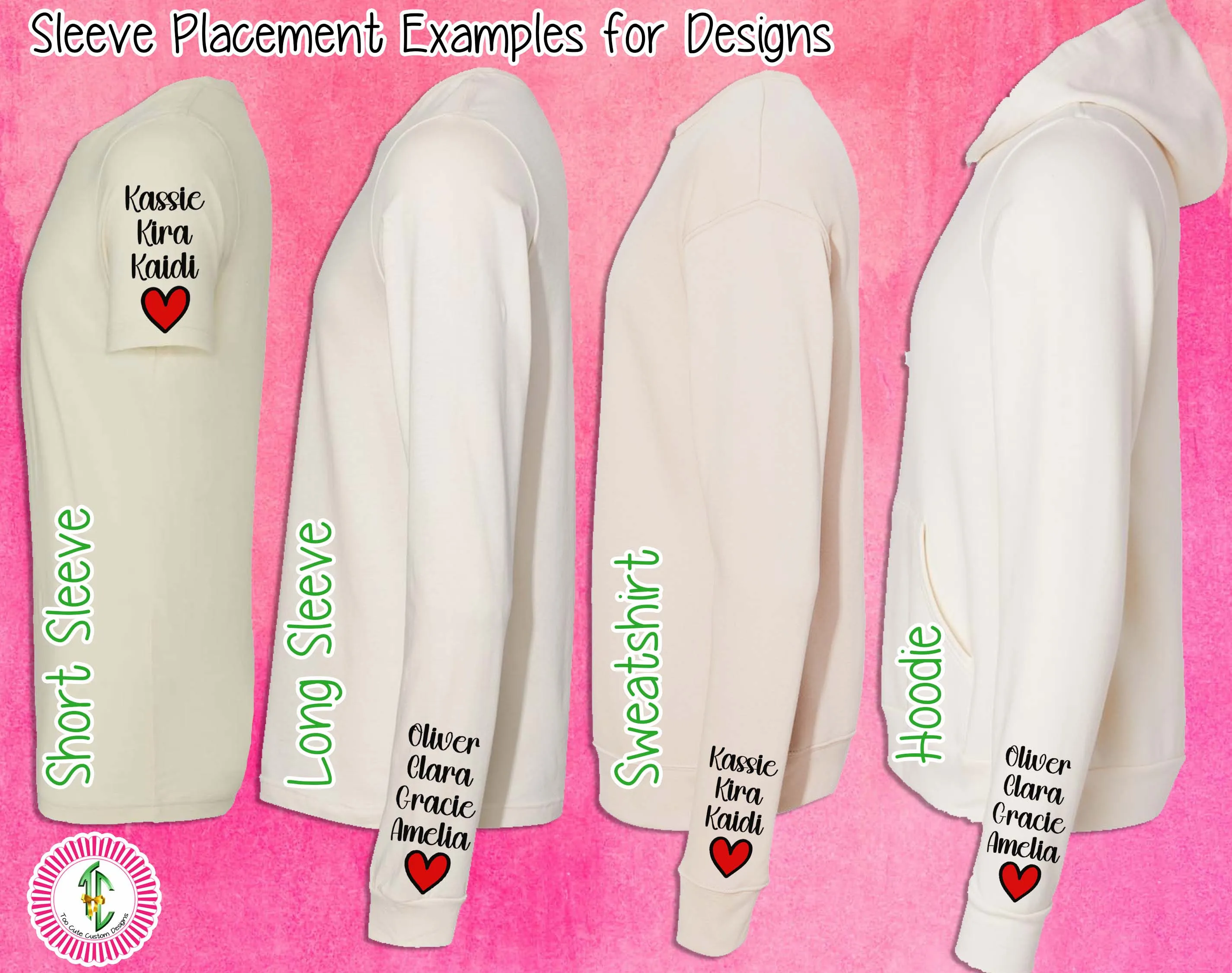 Personalized Christmas Clause Reindeer Names with Kids/Grandkids names on Sleeve Tee or Sweatshirt