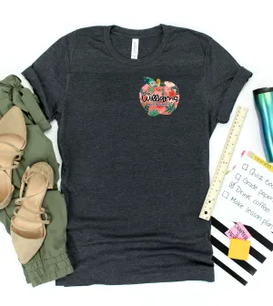 Personalized Floral Apple Graphic Tee