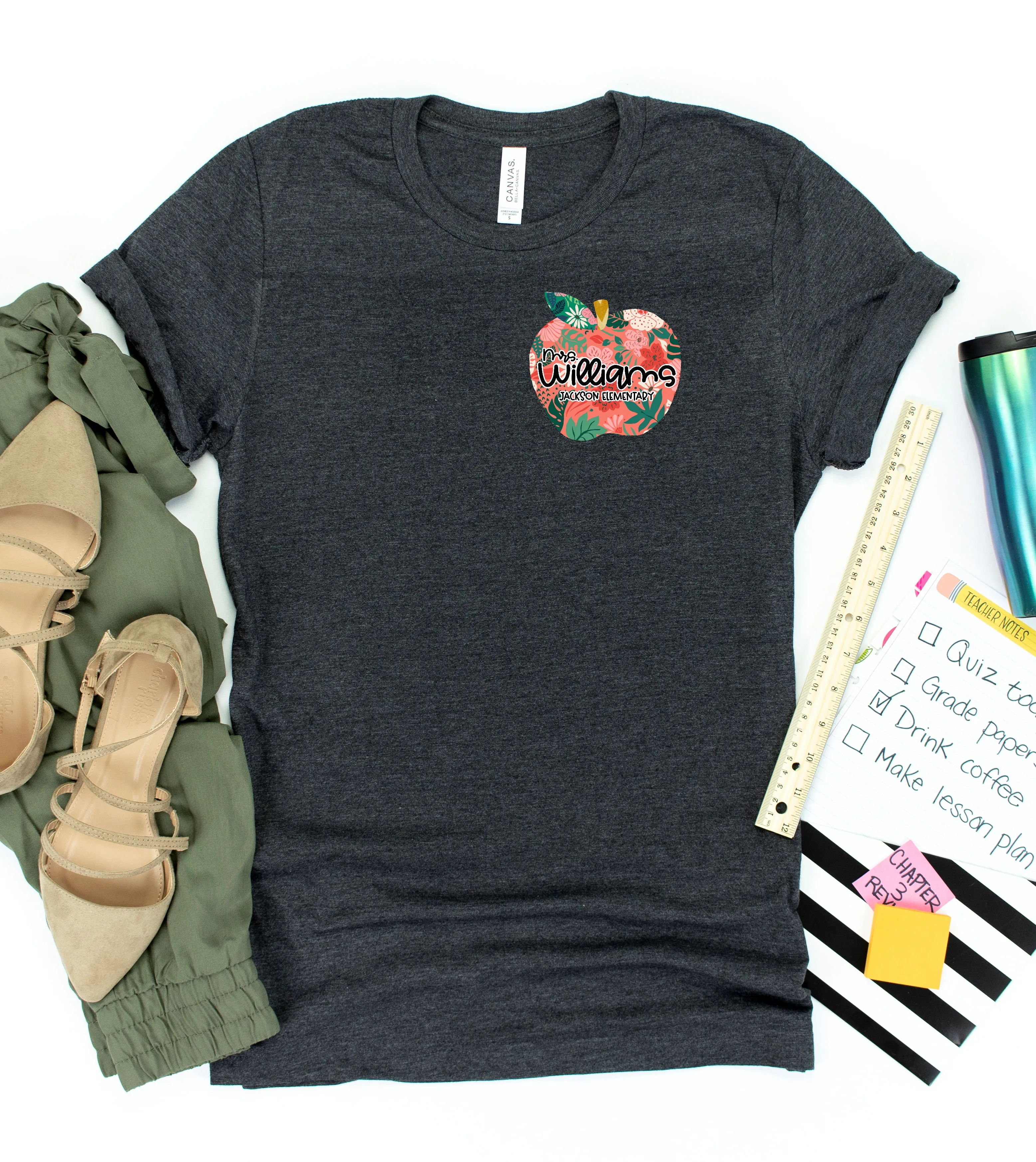 Personalized Floral Apple Graphic Tee