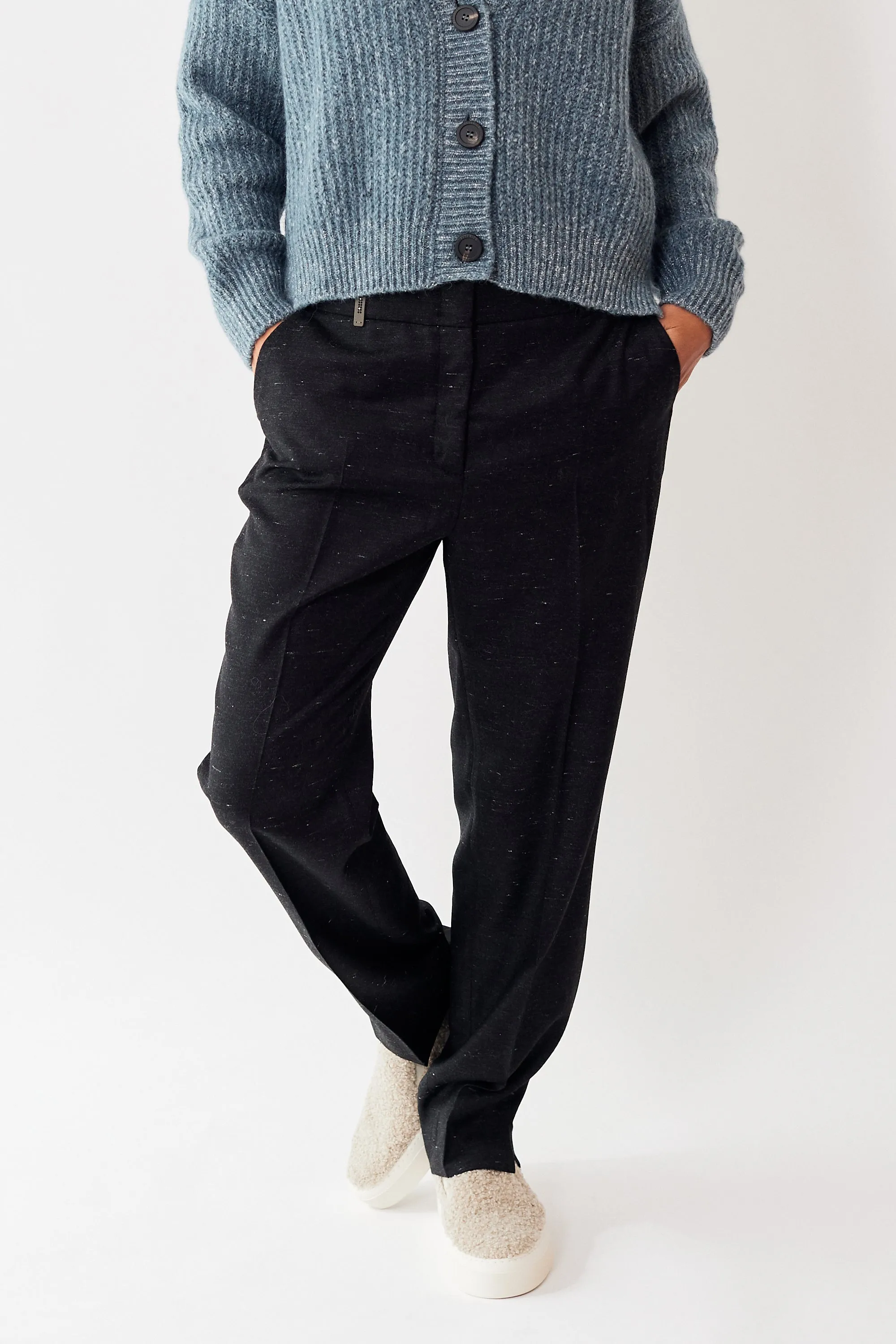 Peserico Wool Silk And Cashmere Loro Piana Cigarette Pant