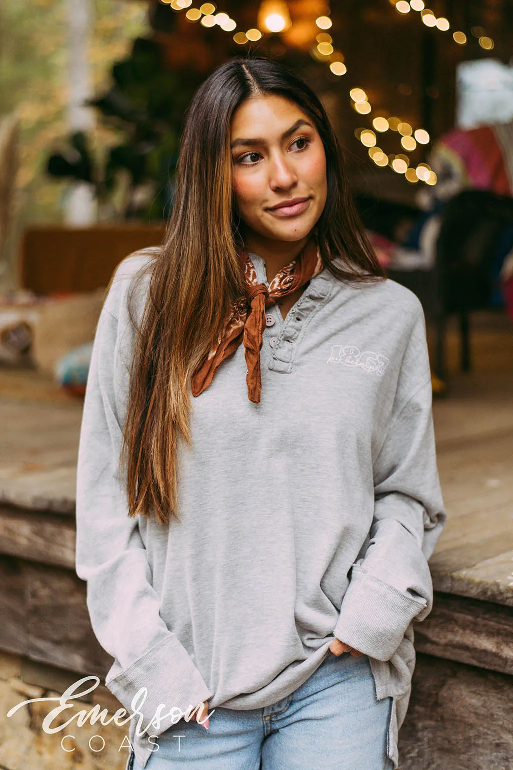 Pi Beta Phi Simple Long Sleeve Henley
