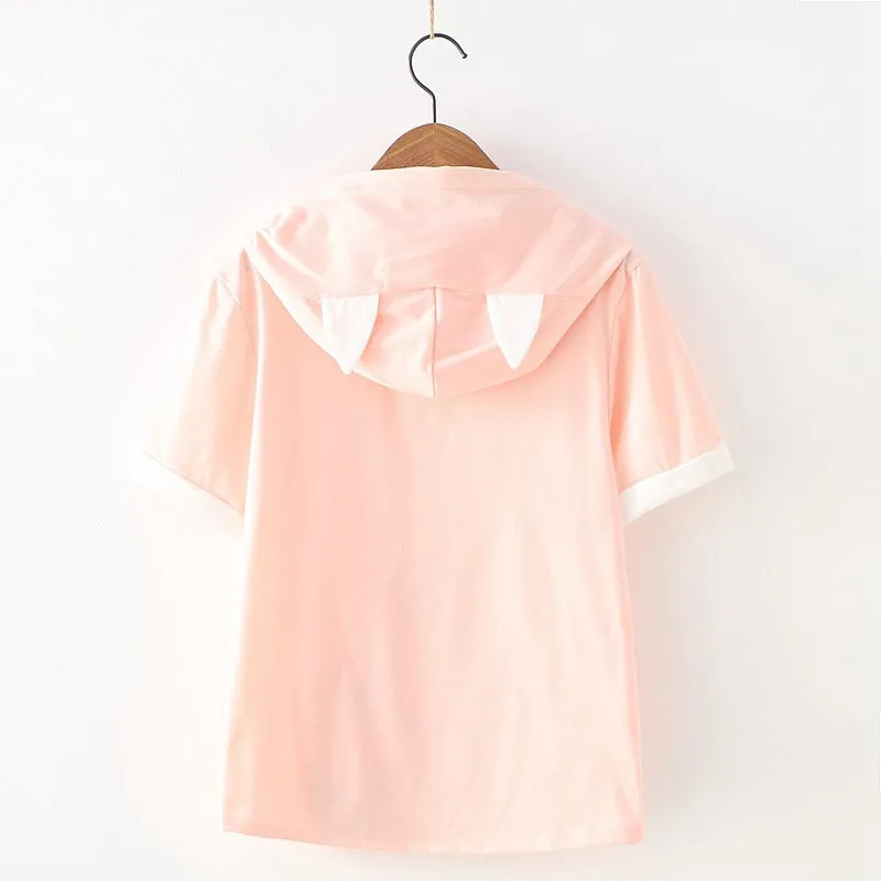 PINK CAT STRAWBERRY DRAWSTRING HOODIE UB2652