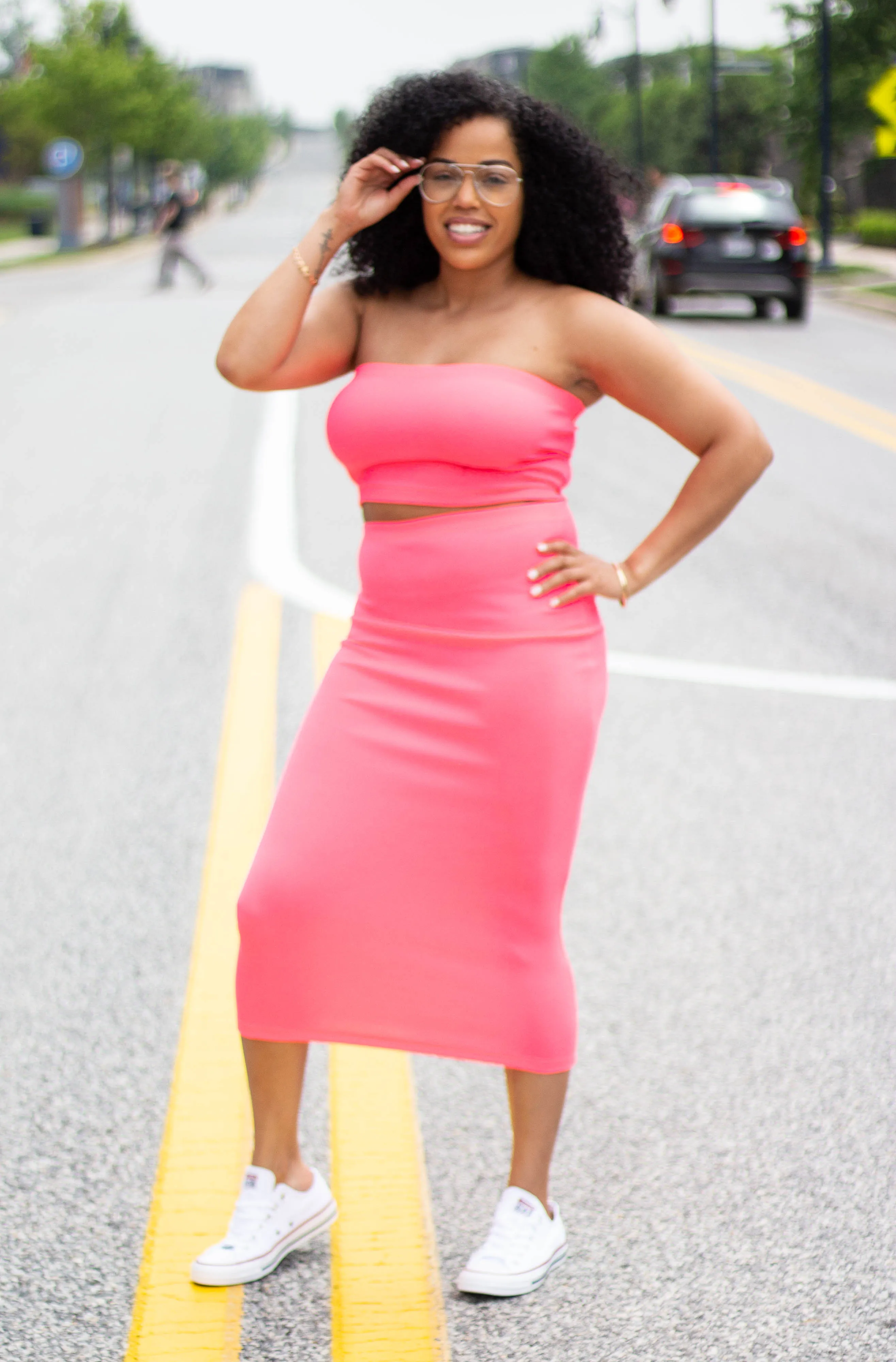 Pink Rose Tube Skirt Set