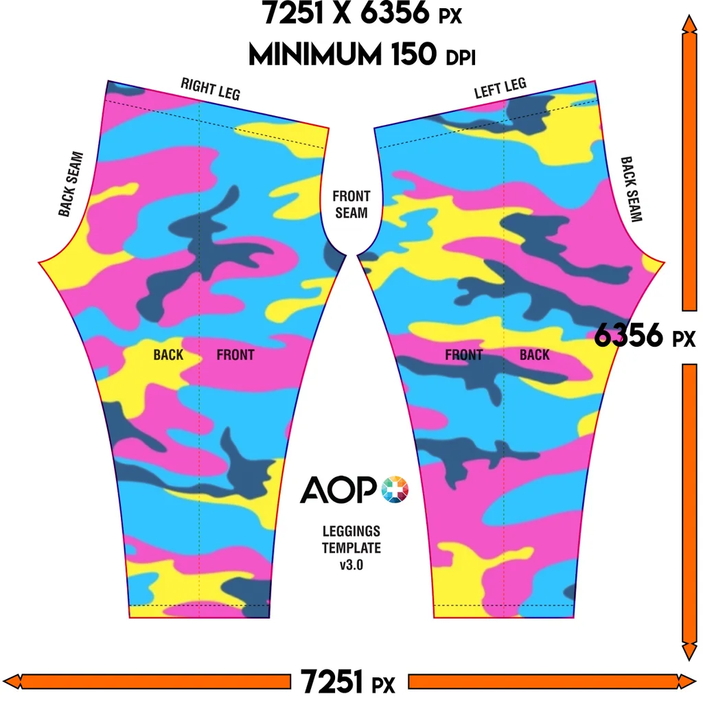 Pink Yellow Blue Camo Leggings