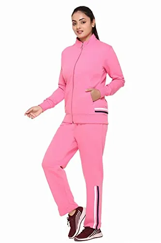 PIPASA Women and Girls Sports Gym Wear Casual Track Suit For Winter (L, BABYPINK)