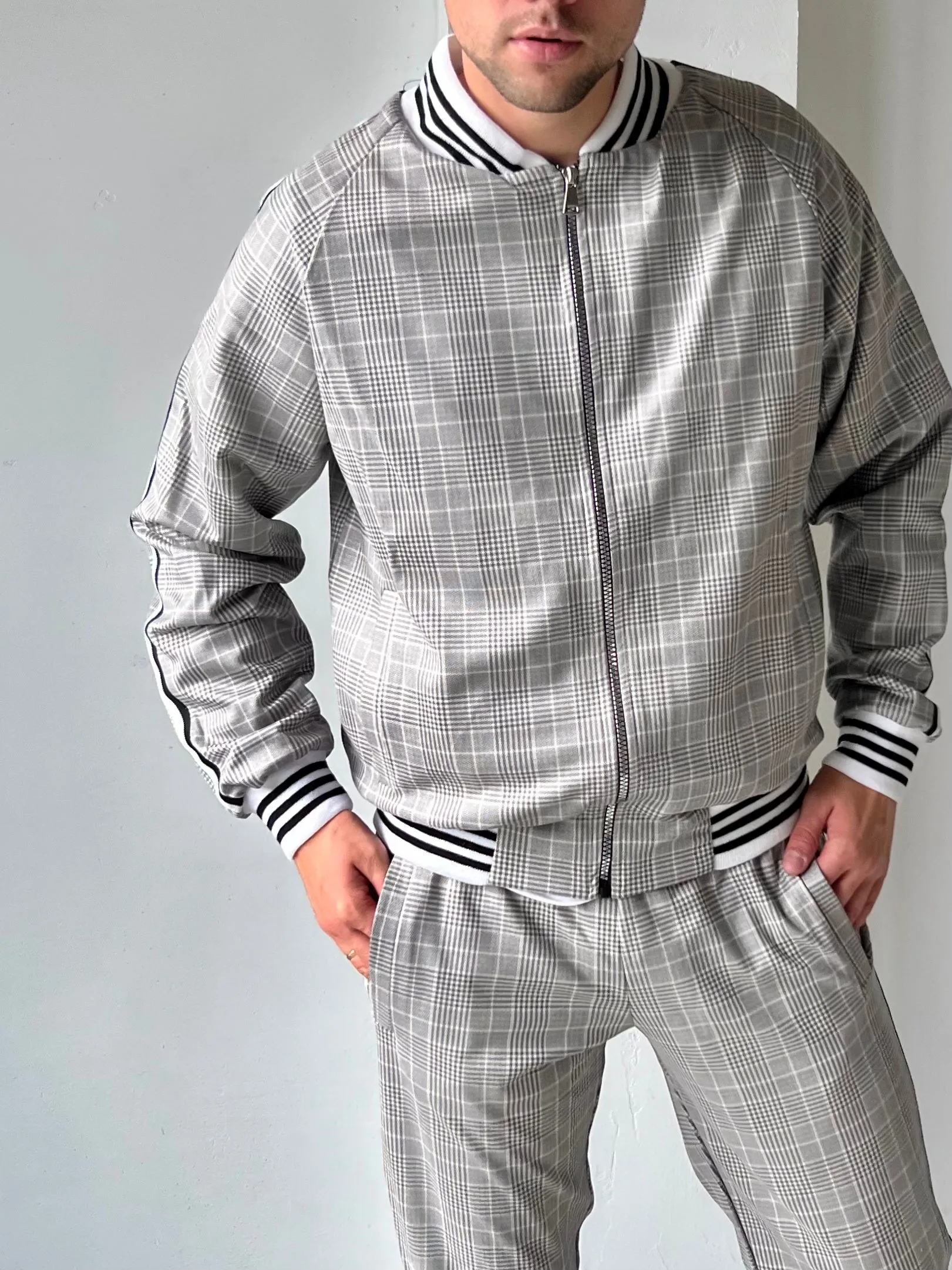 Plaid Light Brown Colin Farrell Coach Tracksuit