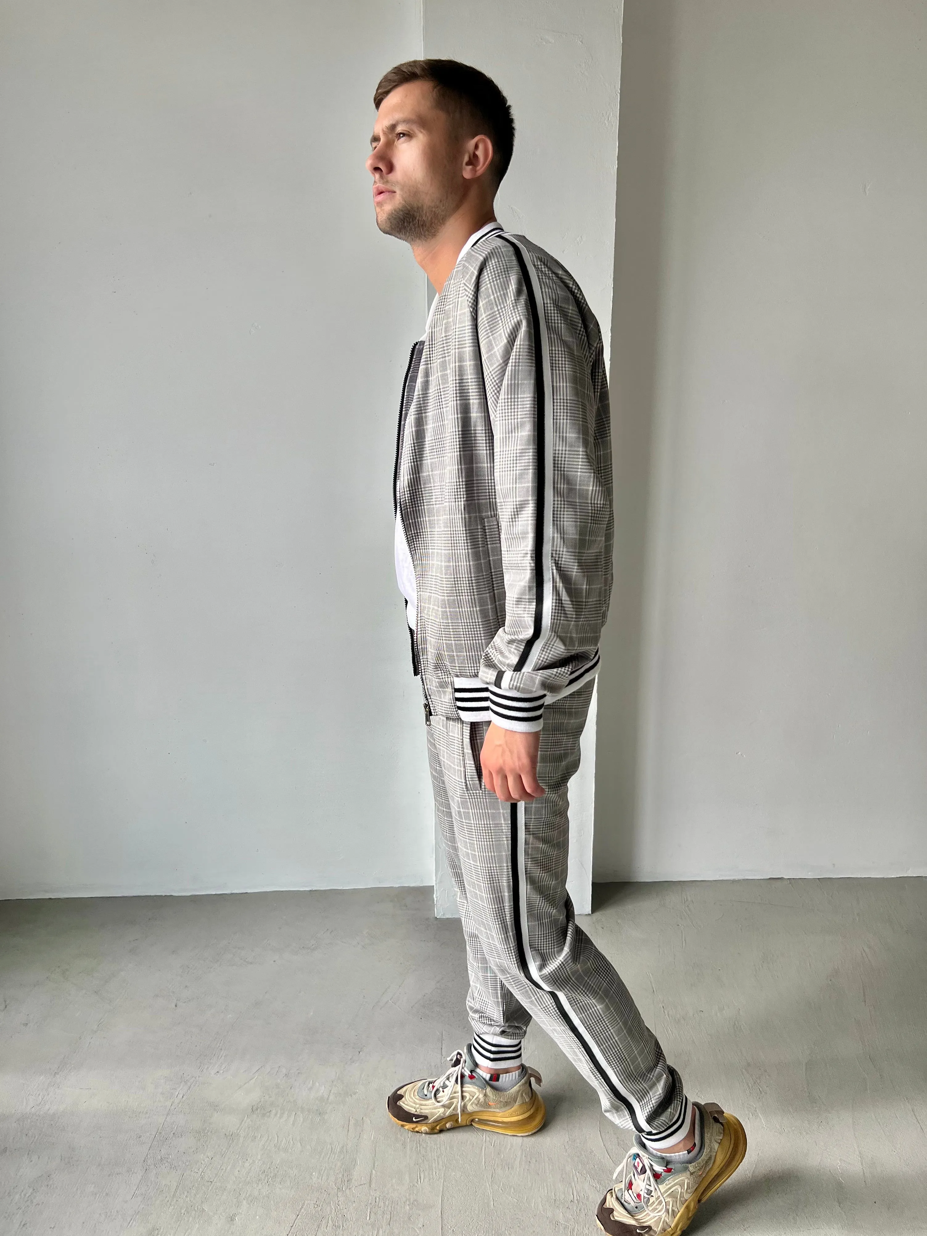 Plaid Light Brown Colin Farrell Coach Tracksuit