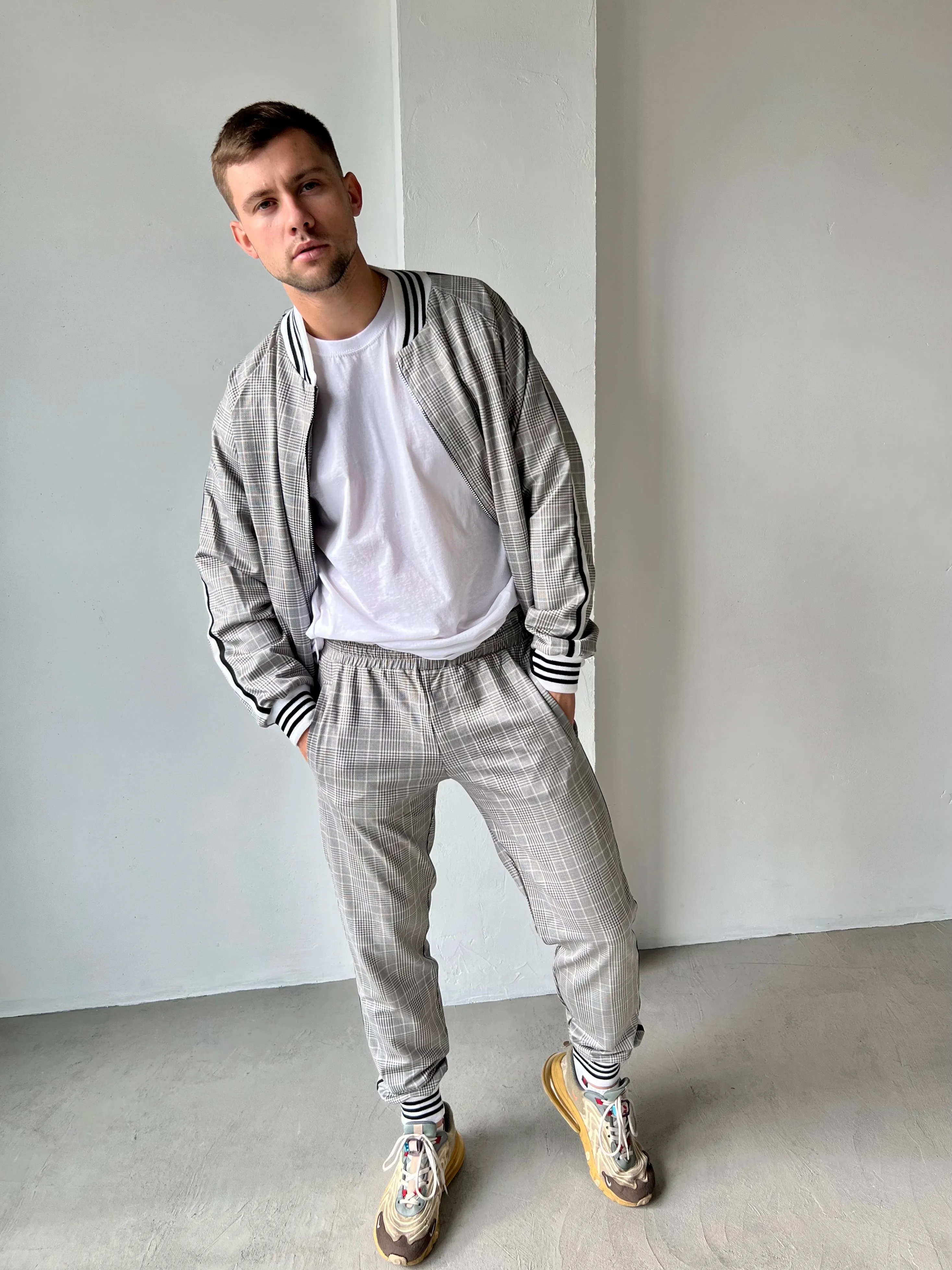 Plaid Light Brown Colin Farrell Coach Tracksuit