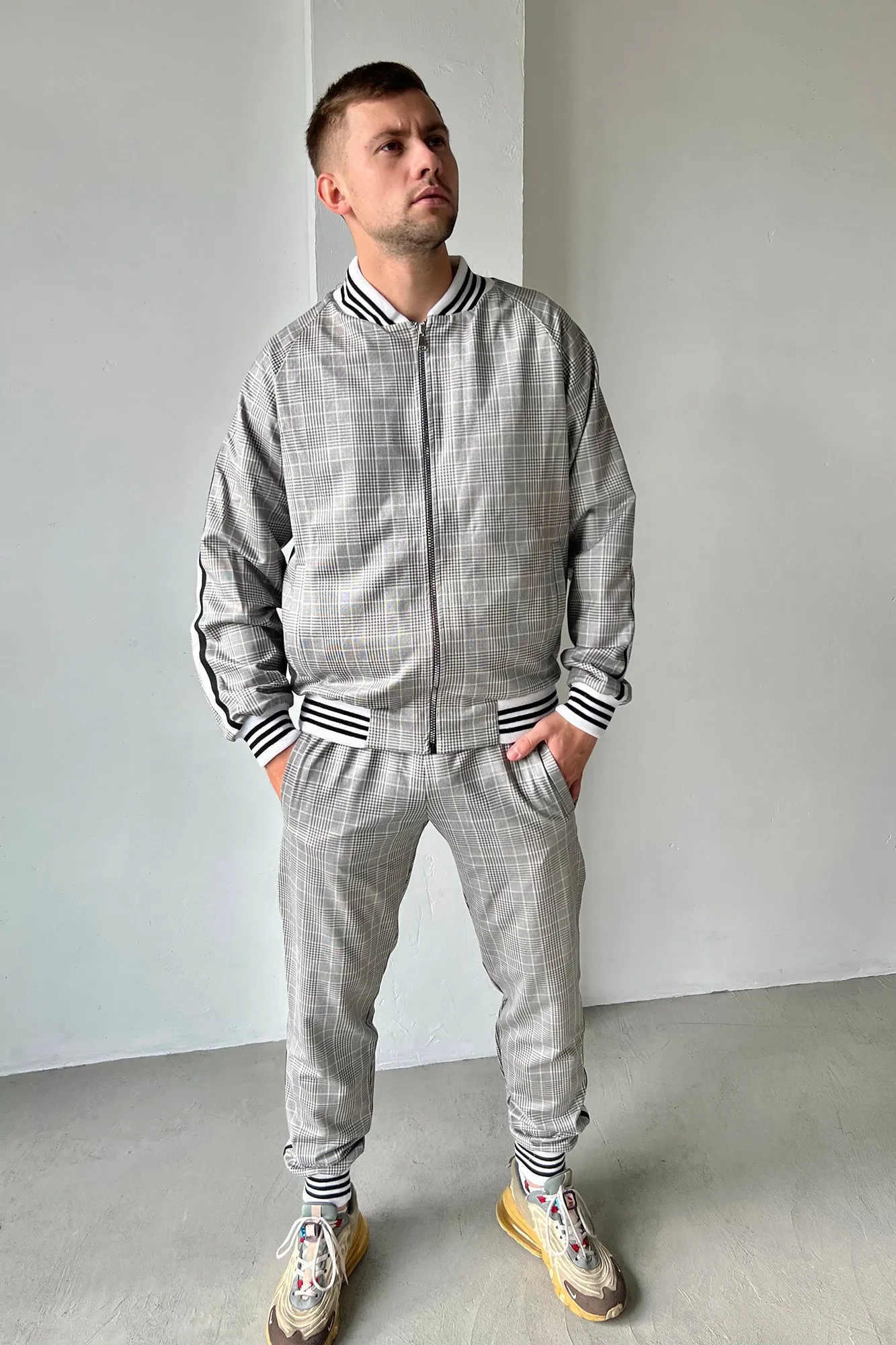 Plaid Light Brown Colin Farrell Coach Tracksuit
