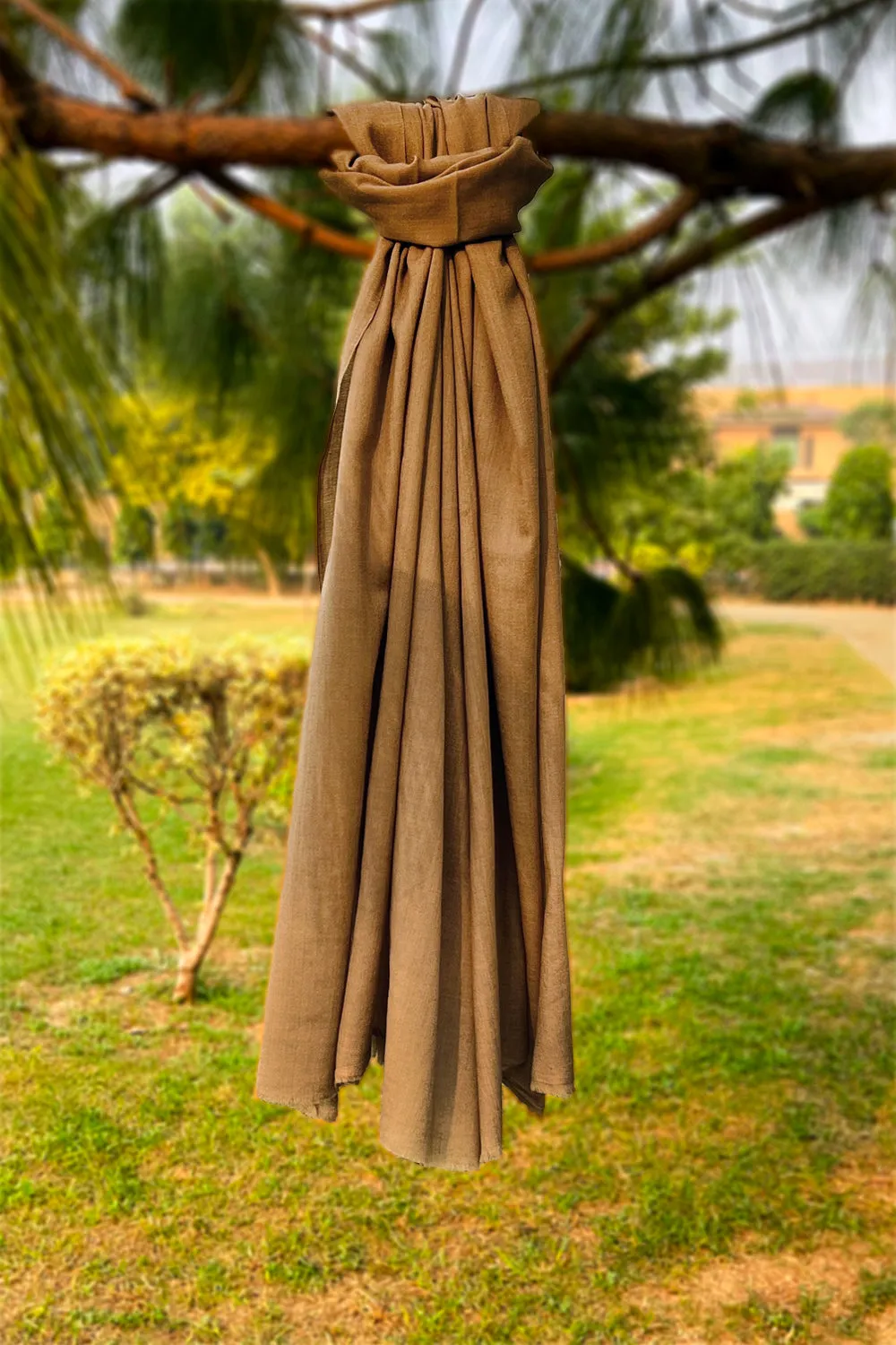 Plain Wool Shawl - Brown