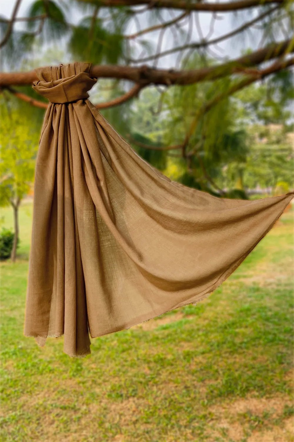 Plain Wool Shawl - Brown