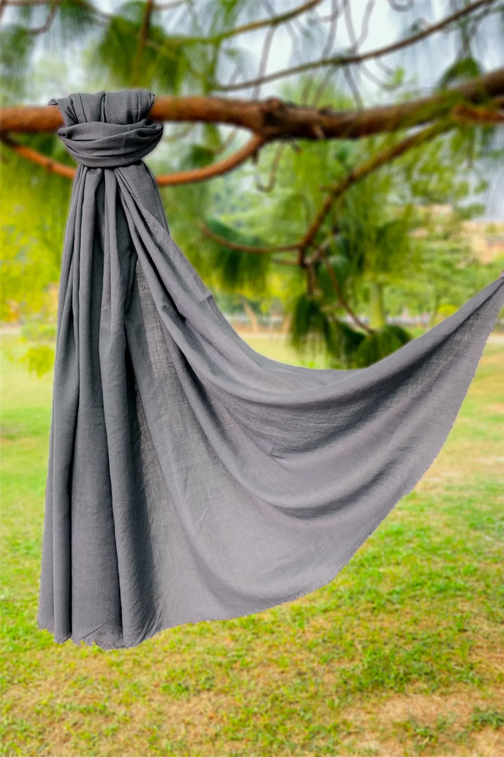 Plain Wool Shawl - Grey