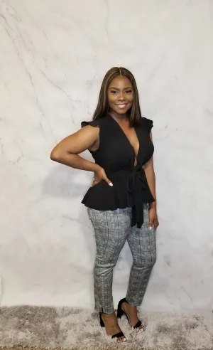Plunging Neck Front Tie Top