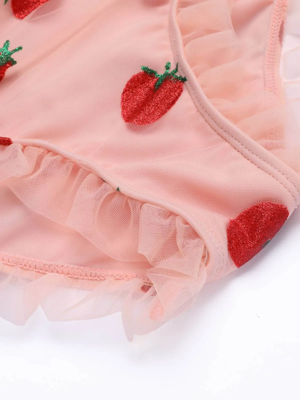 [Plus Size] 1950s Lace Strawberry Cami Tankini Set