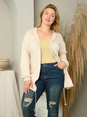 PLUS SIZE LONG SLEEVE ZIP UP HOODIE CARDIGAN