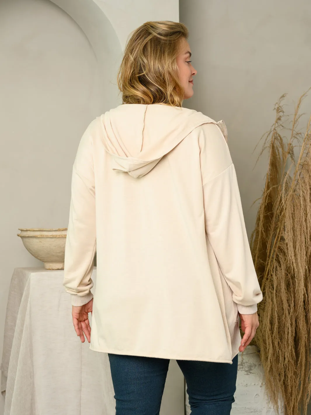 PLUS SIZE LONG SLEEVE ZIP UP HOODIE CARDIGAN