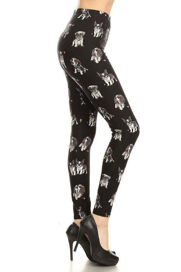 Plus Size Multiple Breed Puppy Print Leggings