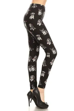 Plus Size Multiple Breed Puppy Print Leggings