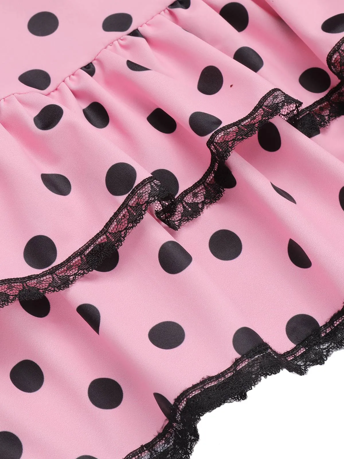 [Plus Size] Pink 1940s Polka Dots Hater Swimsuit