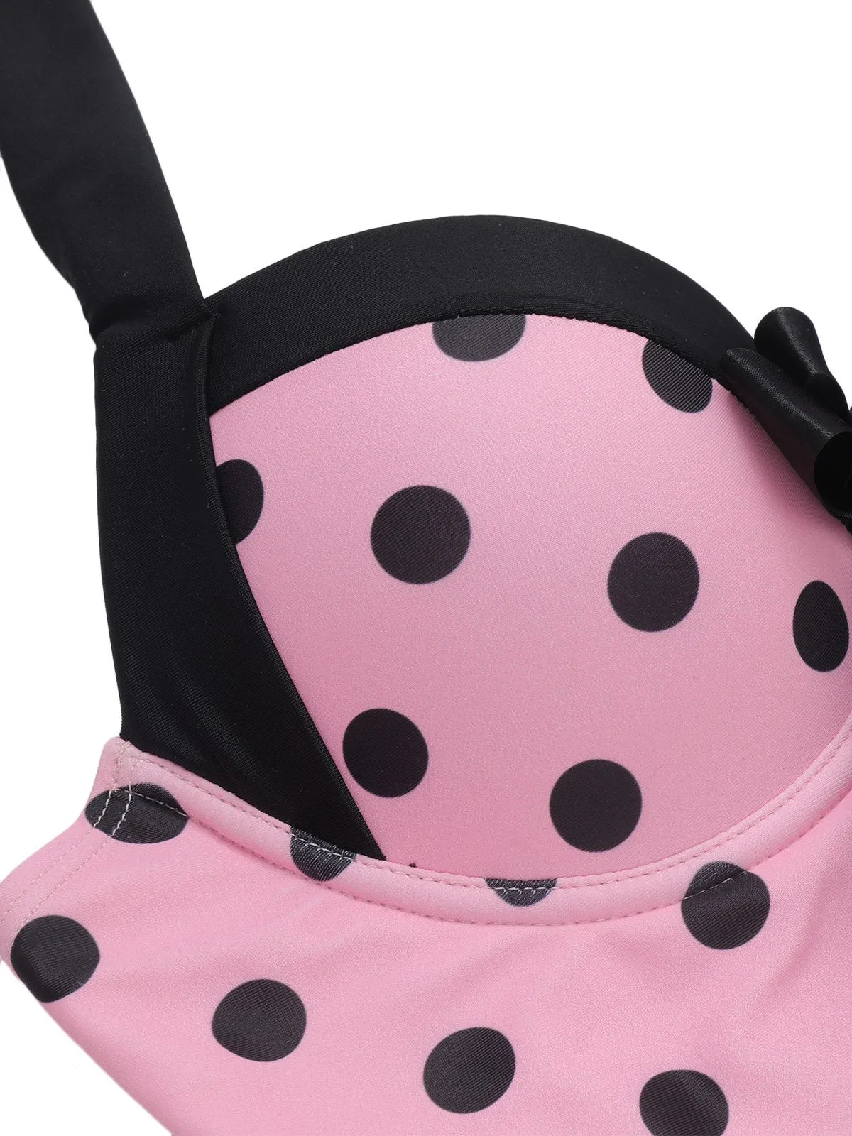 [Plus Size] Pink 1940s Polka Dots Hater Swimsuit