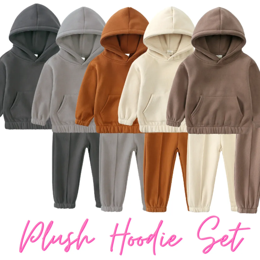 Plush Hooded Tracksuit - Rust