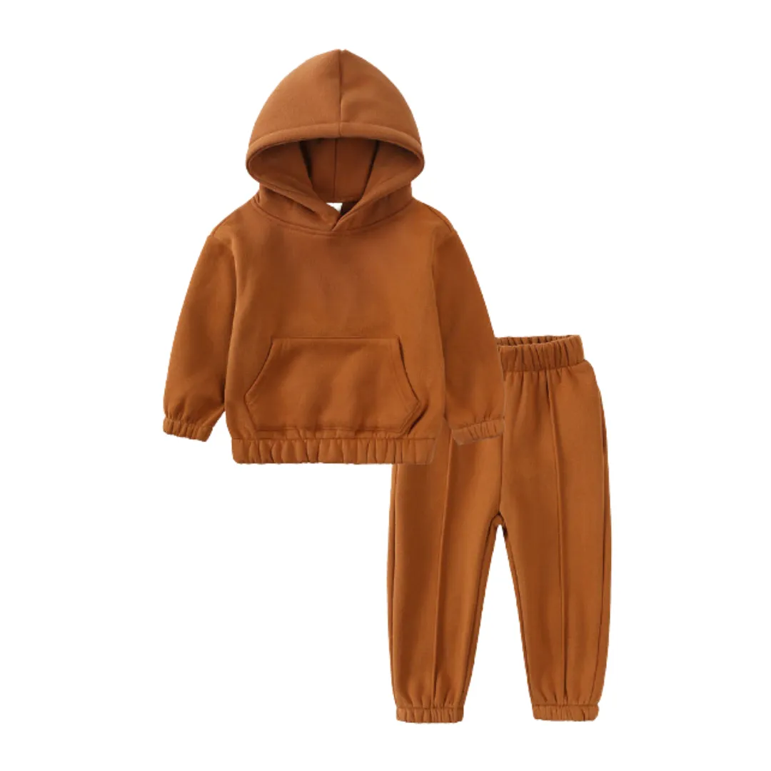 Plush Hooded Tracksuit - Rust