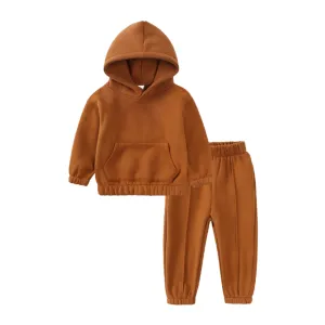 Plush Hooded Tracksuit - Rust