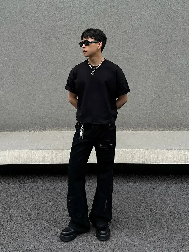 Pocket Zipper Straight-leg Jeans