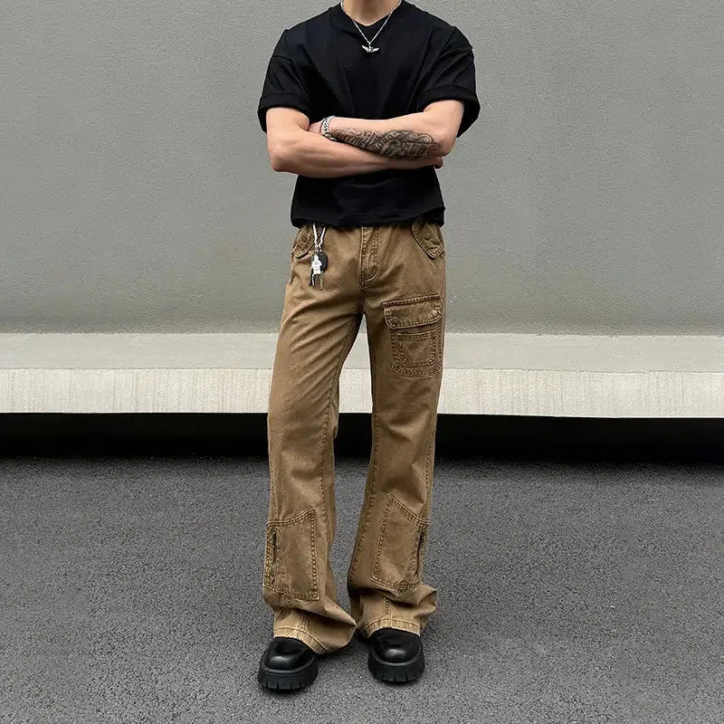 Pocket Zipper Straight-leg Jeans