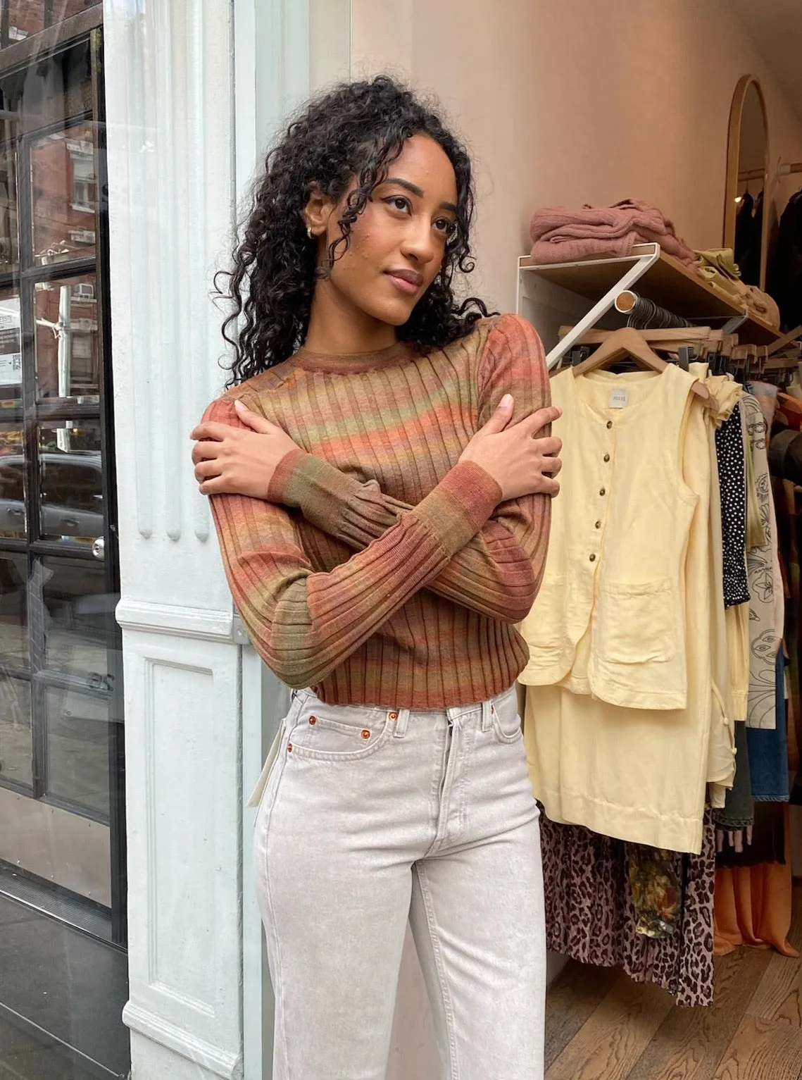 Poor Boy Rib Slim Pullover in Bayleaf