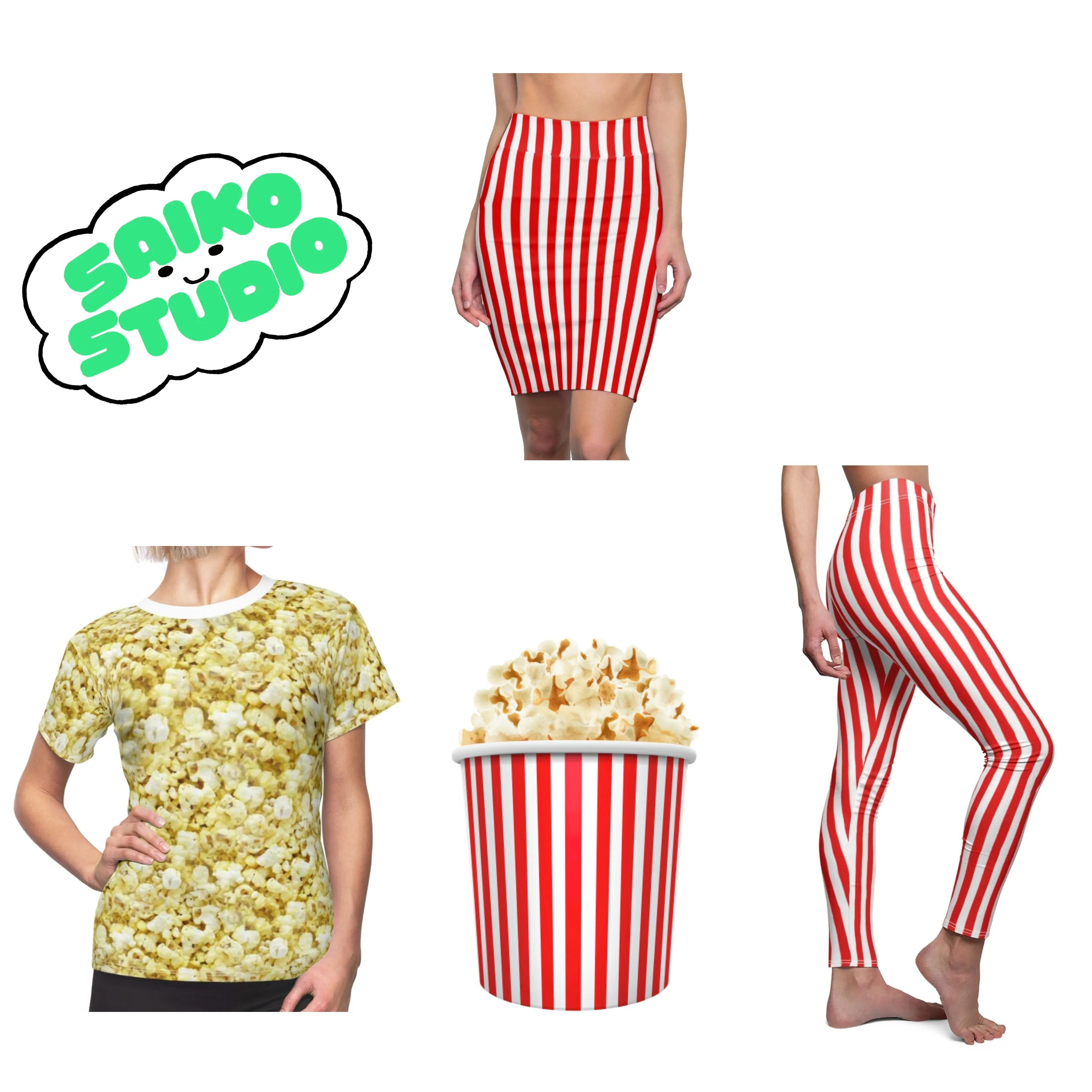 Popcorn Womens T Shirt Halloween Costume - Saiko Studio