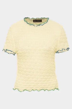 Poppy Bubble Lace Cropped Top in Ecru