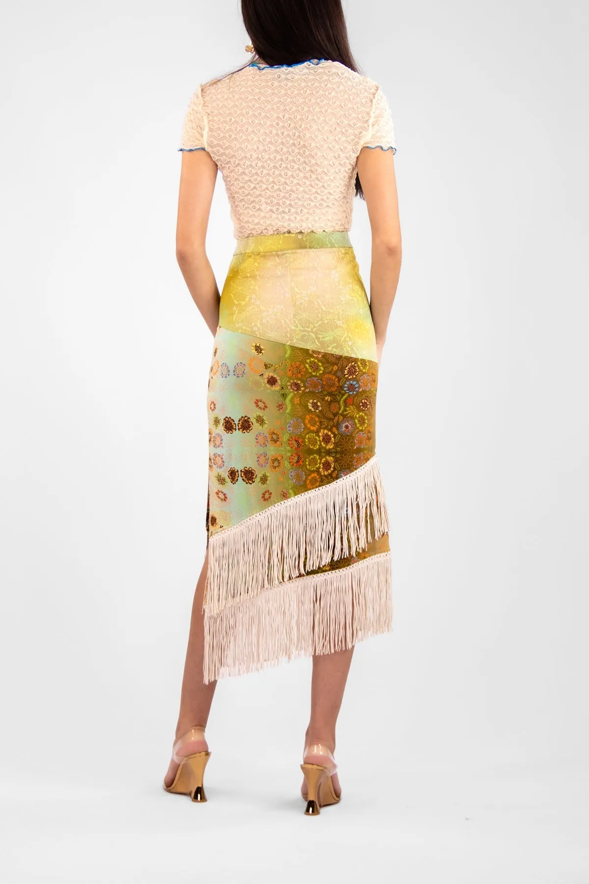 Poppy Bubble Lace Cropped Top in Ecru