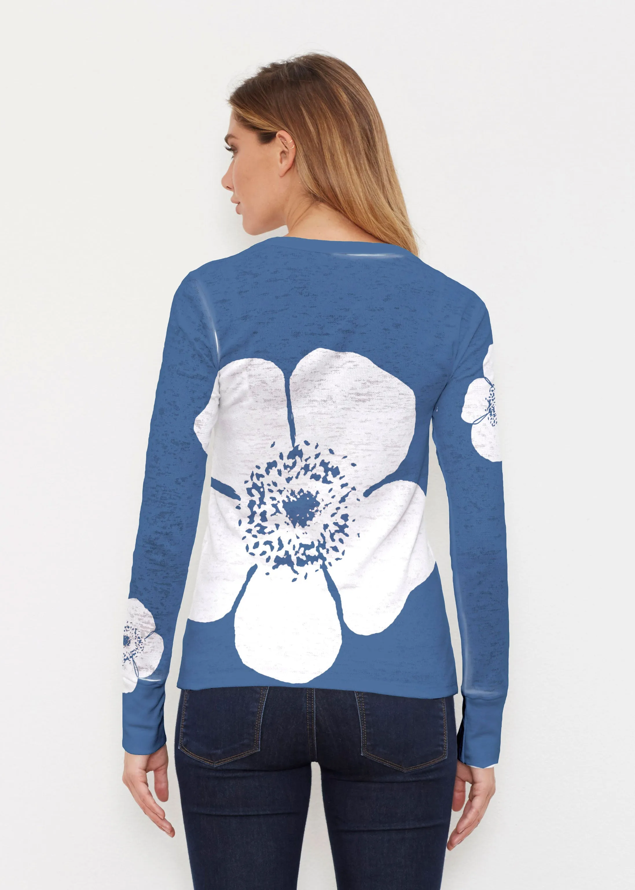 Poppy Navy (7013) ~ Thermal Long Sleeve Crew Shirt