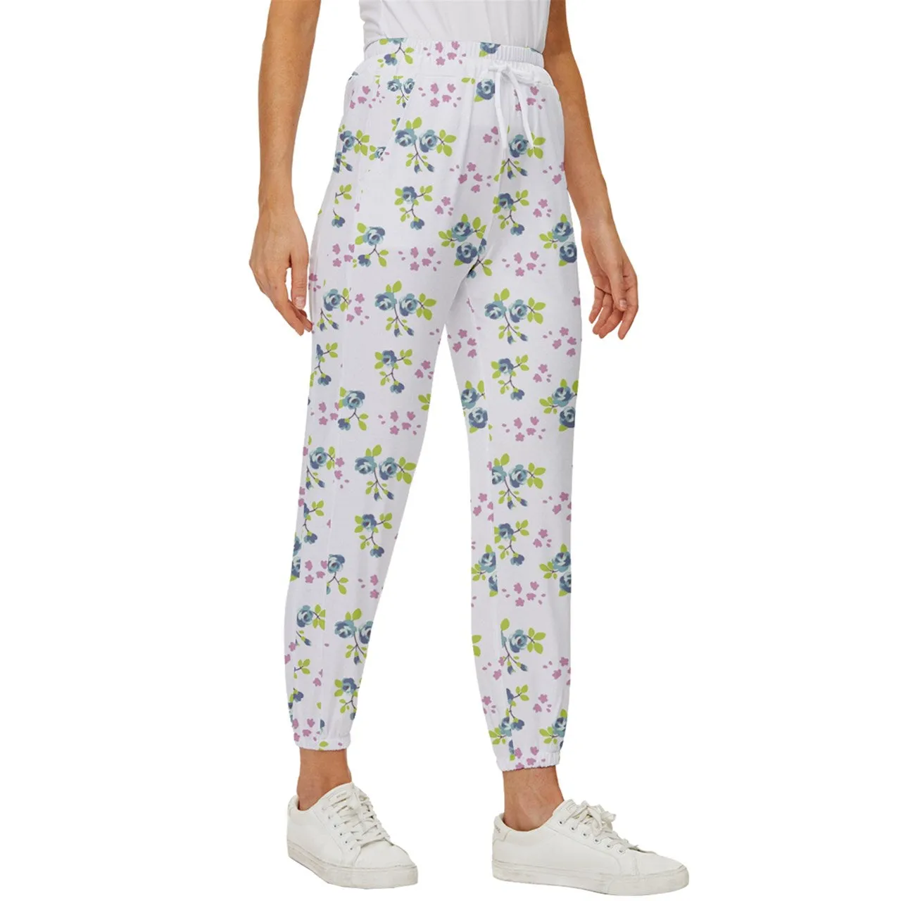 Powder Blue Bell Cropped Drawstring Pants