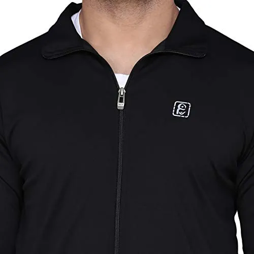 PRAUME Men's Polyester Lycra Track Suit (Black, Large)