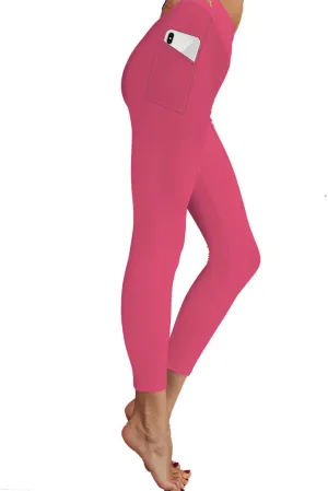 PRE ORDER SOLID RASPBERRY WITH SIDE POCKET FULL LENGTH LEGGINGS - YOGA - EXCLUSIVE! BATCH 1 (WHOLESALE) 04102024