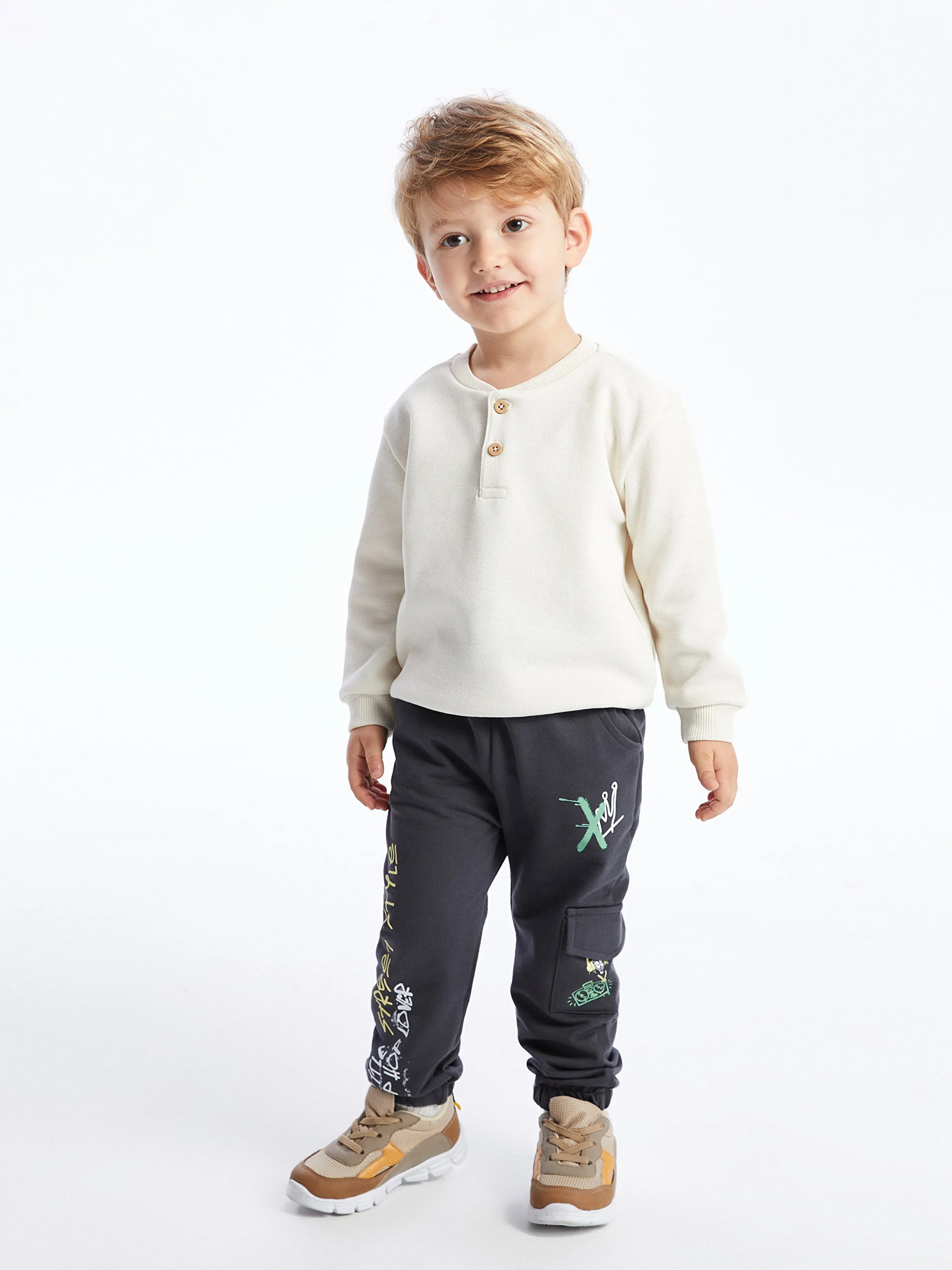 Printed Baby Boy Jogger Sweatpants With Elastic Waist